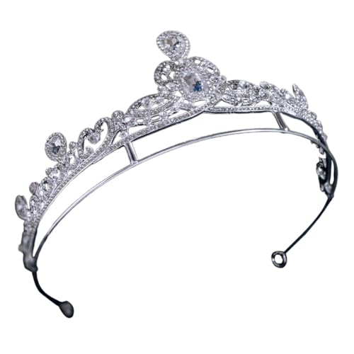 FRCOLOR Rhinestone Brautkrone Silber Hochzeit Tiara Diadem Strass Schmuck Design Für Braut Abschlussball Festliche Anlässe Komfortabler Sitz Langlebiges Zinklegierung Material von FRCOLOR