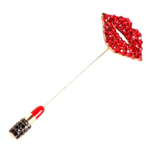 FRCOLOR Rhinestone Brosche Damen Lippenstift Design Rote Emaille Anstecknadel aus Langlebiger Legierung Modische Strass Brosche für Anzug Rucksack und Kleidung Geschenkidee für Frauen von FRCOLOR