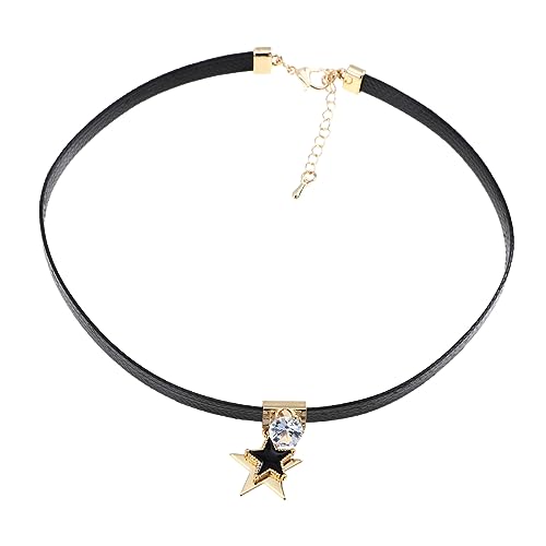FRCOLOR Rhinestone Choker Halskette für Damen mit Anhänger Schwarze Kette Modisches Design für Partys und Besondere Anlässe mit Sternanhänger von FRCOLOR