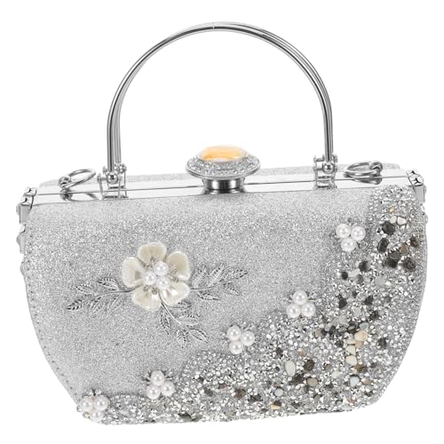 FRCOLOR Abendtasche Mit Strass Für Damen Glitzernde Clutch Mit Strass Für Formelle Anlässe Hochzeit Bankette Metallblumen-details von FRCOLOR
