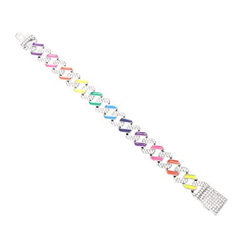 FRCOLOR Rhinestone Hip Hop Armband Diamantbesatz Farbverlaufs Rainbow Schmuck Herren Damen Modisches Auffälliges Handgelenk Accessoire für Besondere Anlässe von FRCOLOR