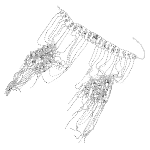 FRCOLOR Rhinestone Schulterkette mit Tassel Mehrlagige Körperkette für Frauen Schimmernde Schulter Schmuck Eleganter Körperschmuck für Hochzeiten Partys und Besondere Anlässe von FRCOLOR