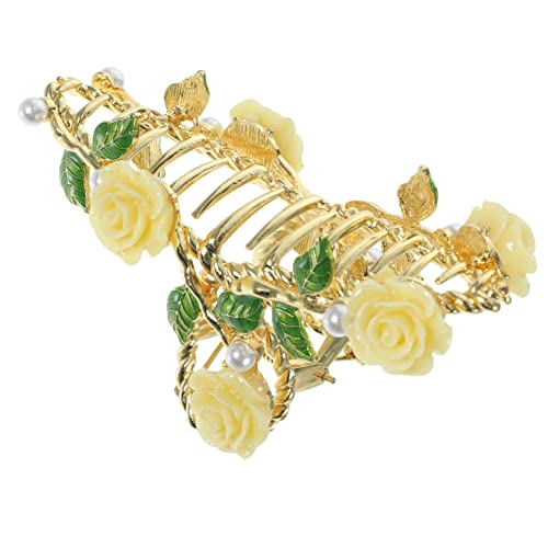 FRCOLOR Rosenblütenblätter Mädchen Pin Clip Para Scrunchies Schnapphaar Frauen Krawatten Metall Gelb von FRCOLOR