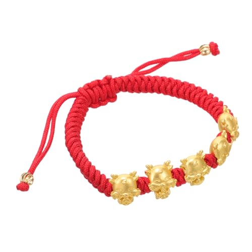 FRCOLOR Rot Geflochtenes Drachenarmband mit Schutzfunktion Langlebiges Rotes Seil Schmuck für Damen und Herren Traditionelles Chinesisches Glücksarmband mit von FRCOLOR