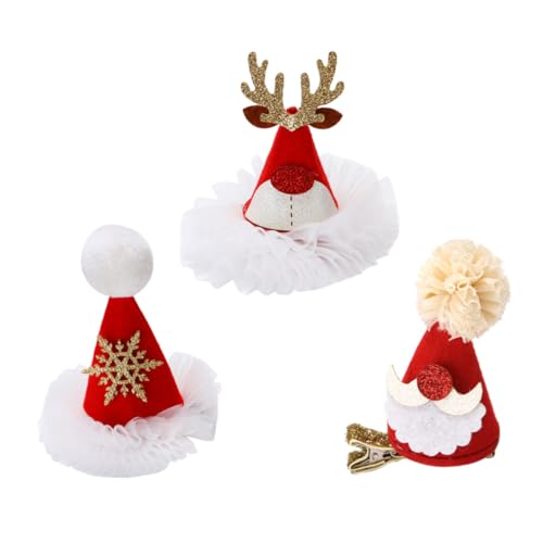 FRCOLOR Weihnachtsmannmütze-haarspangen Weihnachts-set 3-teilig Pailletten Glitzer-haarnadeln Für Kinder Und Erwachsene Party-haar-accessoires von FRCOLOR