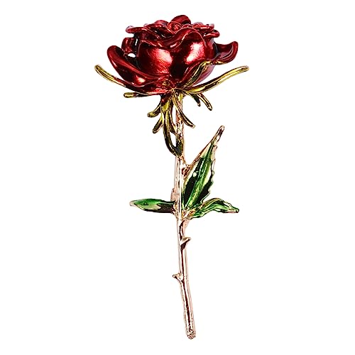 FRCOLOR Rote Rosen Brosche Damen Schmuck Langlebiger Kostüm Anstecker für Kleidung Cardigan Hut Handtasche Modisches Blumen Accessoire mit Realistischem Design von FRCOLOR