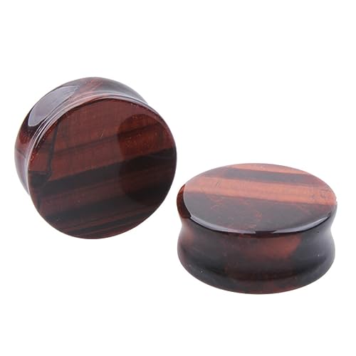 FRCOLOR Roter Tiger Stein Ohr Expander Stilvoller Ohr Tunnel Schmuck für Partys Anlässe Perfektes für Frauen Modischer Piercing Schmuck der Ihre Persönlichkeit von FRCOLOR