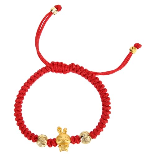 FRCOLOR Chinesisches Armband Kaninchen Sternzeichen Hase Rotes Armband Fadenarmband Schutzarmband Seilarmband Bettelarmband Zum Jahr Des Hasen Für Frauen Und Männer von FRCOLOR