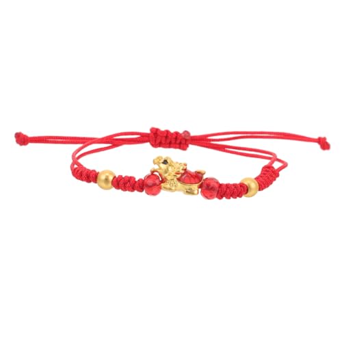 FRCOLOR Rotes Verstellbares Armband mit Chinesischem Drachentierkreis Zodiac Charm Geflochtenes Seilarmband für Damen und Herren Glücksbringer Leichtes Traditionelles Schmuckstück für von FRCOLOR