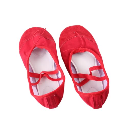 FRCOLOR Rutsch Ballettschuhe mit Elastischem Band Leichte Tanzschläppchen für Yoga Ballett und Moderne Tänze rutschfeste Sohle Rot für Erwachsene von FRCOLOR
