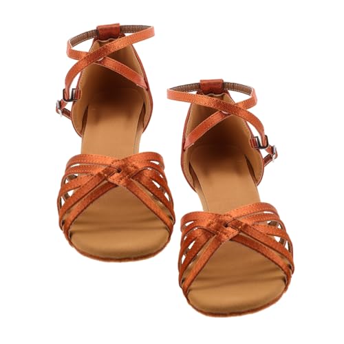 FRCOLOR Tanzschuhe Für Damen Mit Geknotetem Riemen Satin High Heels Offene High Heels Goldfarben Geeignet Für Lateinamerikanischen Tanz Und Bankett Schlangenhaut- von FRCOLOR