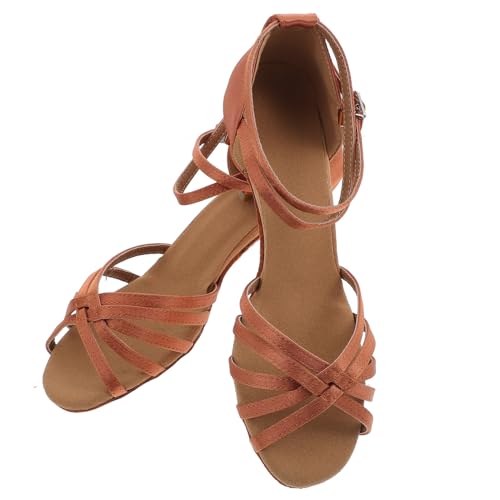 FRCOLOR Satin High Heels Damen Lateinische Tanzschuhe Knöchelriemen Elegant Schlanke Optik von FRCOLOR