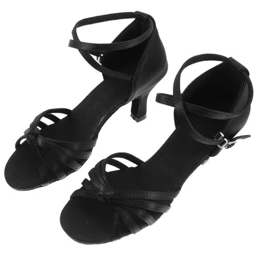 FRCOLOR Satin High Heels mit Knotenriemen Offene Spitze Schlangenhautstrukturierte Latein Tanzschuhe für Damen Stilvoll für Tanz und Festliche Anlässe von FRCOLOR