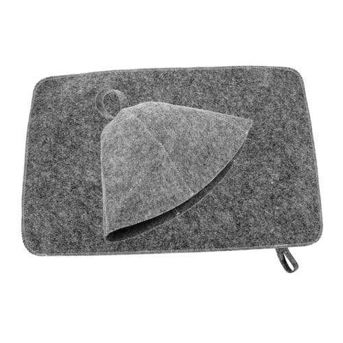 FRCOLOR Sauna Filzkappen Set Komfortables Sauna Hut Set mit Kissen für Optimale Temperaturregulierung und im Dampfbad Grauer Mütze und Grauem Unterlage von FRCOLOR