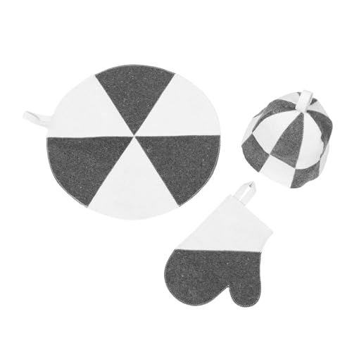 FRCOLOR Sauna Set Felt Sauna Hut mit Handschuhen und Matte Dicke Saugfähige Isolierende Saunakappe für Damen und Herren Wasserabsorbierend Hitzebeständig von FRCOLOR