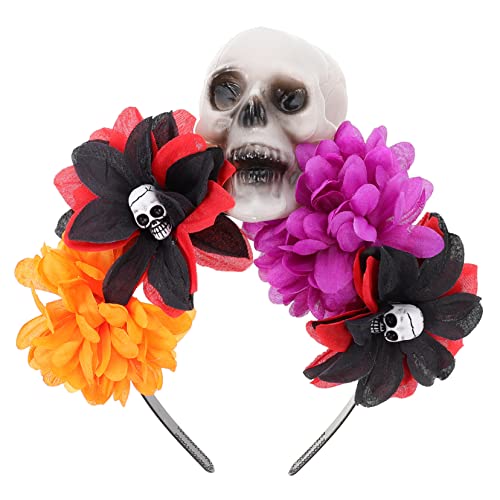 FRCOLOR Schädel Rose Stirnband Kinder Stirnband Mit Rosenschädel Totenkopf-stirnbänder Cosplay-zubehör Haarschmuck Skelett Schädel-haar-accessoires Damen Haarring Plastik Halloween von FRCOLOR