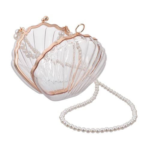 FRCOLOR Schale Crossbody Bag mit Perlenkette Transparente Damen Umhängetasche Single Shoulder Bag Große Kapazität für Karten Schlüssel Kosmetik Eleganter Look für Alltag und Party FRCOLOR Schale Crossbody Bag mit Perlenkette Transparente Damen Umhängetasche Single Shoulder Bag Große Kapazität für Karten Schlüssel Kosmetik Eleganter Look für Alltag und Party von FRCOLOR