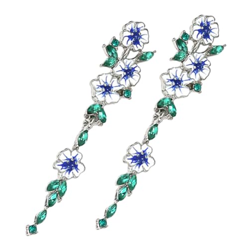 FRCOLOR Schicke Grüne Ohrhänger Damen Tropfen Ohrringe mit Zarter Blütenverzierung Modische Statement ohrringe für Sommer und Vielseitige Outfits von FRCOLOR