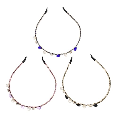 FRCOLOR 3stücke Damen Haarreifen Mit Perlen Und Strass Handgefertigte Haaraccessoires Im Vintage-stil Für Partys Und Besondere Anlässe von FRCOLOR