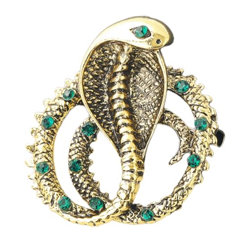 FRCOLOR Schlangenbrosche Damen mit Funkelnden Strasssteinen Antikgoldfarben Dekorative Anstecknadel für Anzüge Schals und Kleidung Modisches Accessoire als für Frauen von FRCOLOR