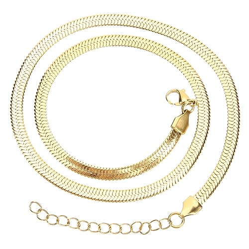 FRCOLOR Schlangenknochenkette Halskette Name Einfach Zierlich Schild Halskette Damen Design Kettenhalskette Frau Halskette Für Frauen Golden Rostfreier Stahl von FRCOLOR