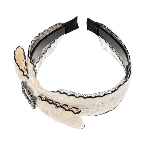 FRCOLOR Schleife Stirnband Schleifenstirnbänder Haar-stirnband Kopfschmuck Für Haarband Für Damen Stirnband Für Teenager-mädchen Haarstirnbänder Weiß Stoff Pailletten Fräulein von FRCOLOR