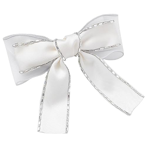 FRCOLOR Schleife Haarnadel Schleifenspangen Damen Perlenclips Haarschmuck Für Die Hochzeit Perlenspange Haarspangen Für Damen Clip-bögen Haarfärbemittel Weiß Südkorea Stoff Mädchen Frau von FRCOLOR