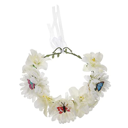 FRCOLOR Schmetterlingskranz Stirnband Blumenstirnband Für Mädchen Blumenstirnbänder Für Feen-accessoires Für Frauen Blumenkrone Für Mädchen Feenkrone Braut Frühling Und Sommer Stoff Hawaii von FRCOLOR