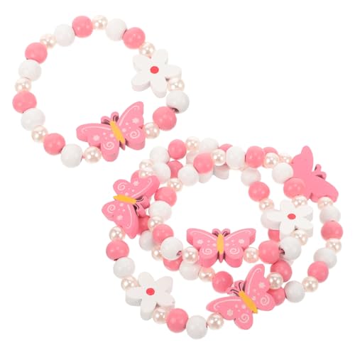 FRCOLOR Schmuckset Schmetterling Perlen Holz Armband Halskette Set für Mädchen Geburtstag Party Alltag Langlebig Hautfreundlich Stilvoll Geschenkidee von FRCOLOR