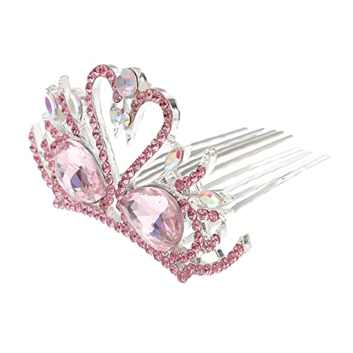 FRCOLOR Schwanenkrone Haarschmuck für die Hochzeit Stirnbänder für Mädchen haar zubehör haircharm Tiara Brautkrone Weibliche Krone niedlich Kopfbedeckung Kamm Kind Rosa von FRCOLOR