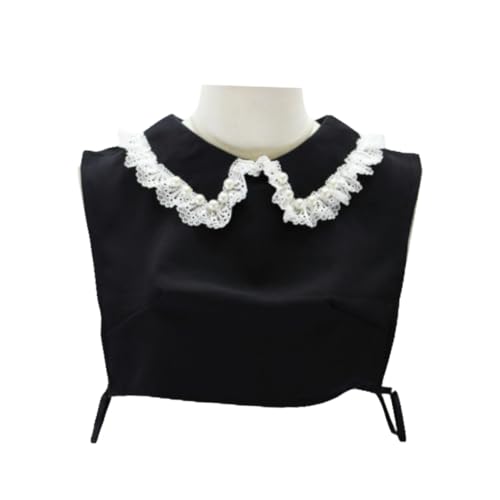 FRCOLOR Schwarzer Spitzen hohlkragen mit Perlendekor Damen Abnehmbarer Fake Collar Eleganter Schmuckkragen für Kleider und Pullover Komfortabel und Vielseitig für Festliche Anlässe von FRCOLOR