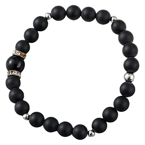 FRCOLOR Schwarzes Armband für Herren Modisches Steinperlen Armband Dekoratives Handzubehör für Besondere Anlässe von FRCOLOR