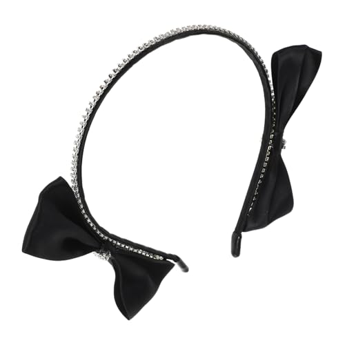 FRCOLOR Schwarzes Haarband mit Großem Schleifen Knoten Strassbesetzt Rutschfestes Haar Accessoire für Damen und Mädchen Modisches Komfortables Bowknot Headband für Alltag und Besondere von FRCOLOR