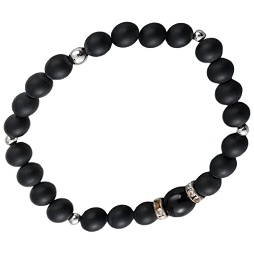 FRCOLOR Schwarzes Mattes Naturstein Armband Herren Modisch und Vielseitig Tragbar für Alltag Party Stilvolles Schmuckstück als zum Valentinstag oder Geburtstag von FRCOLOR