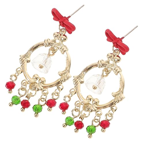 FRCOLOR Silber Kristall Glocken Ohrstecker Weihnachtsohrringe Damen Leicht Modisch Festlich Geschenkidee von FRCOLOR