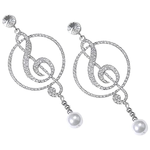 FRCOLOR Silber Musiknoten Ohrhänger Damen Leichte Asymmetrische Ohrringe mit Funkelnden Zirkonia Kreativer Modeschmuck für Frauen für Alltag und von FRCOLOR