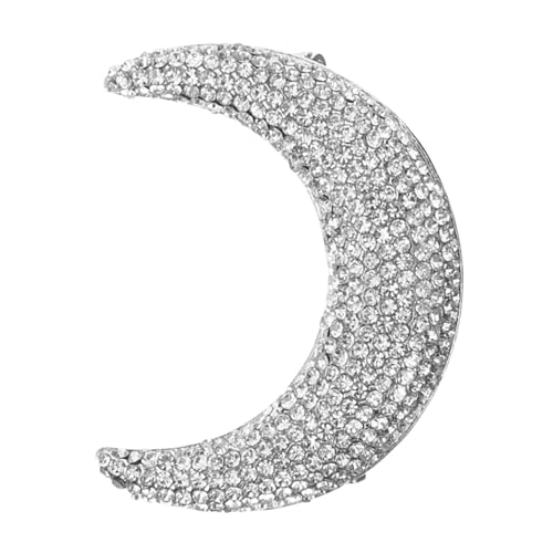 FRCOLOR Silberne Mondbrosche mit Funkelnden Strasssteinen Anstecknadel für Damenkleidung Schals Hüte und Rucksäcke Robuste Sicherer Halt Vielseitiger Schmuck für Alltag und Besondere von FRCOLOR