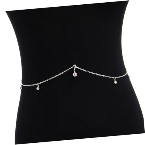 FRCOLOR Silberner Bauchnabelpiercing Ring mit Strasssteinen Hautfreundlich Langlebig Modische Taillenkette Komfortabel zu Tragen als für Damen für Strand und Bikini Saison von FRCOLOR