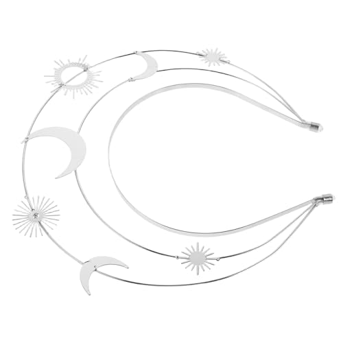 FRCOLOR Silbernes Goddess Headband für Frauen Dreischichtiges Handgefertigtes Mond Sternen-haarreif Modischer Hochzeitsschmuck und Bühnenzubehör Leicht und Vielseitig für Partys und von FRCOLOR