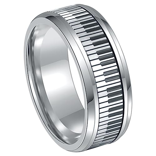 FRCOLOR Silberring Mit Klaviertasten-design Dekorativer Fingerring Aus Edelstahl Kreativer Musikschmuck Für Herren Und Damen Passend Zum Alltag Und Besonderen Anlässen von FRCOLOR