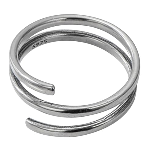 FRCOLOR Verstellbarer Silberner Offener Ring für Damen Modischer Daumenring Ästhetischer Wickelring für Jeden Anlass von FRCOLOR