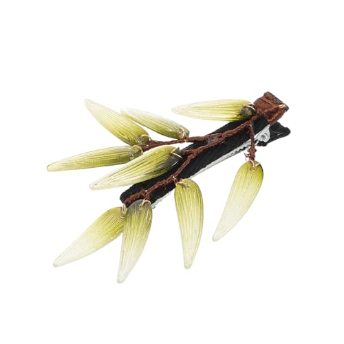 FRCOLOR Simuliertes Bambusblatthaarclip Haarspange im chinesischen Stil Haarspangen für Mädchen Haarklammern Haarnadelkurven einer Simulationsanlage Vintage Haarspangen Plastik Dark Green von FRCOLOR