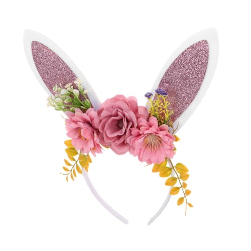 FRCOLOR Floral Bunny Ears Haarreif Für Adorable Kaninchenohren Für Ostern Und Mottopartys Vielseitiges Kostümzubehör Für Festliche Anlässe von FRCOLOR
