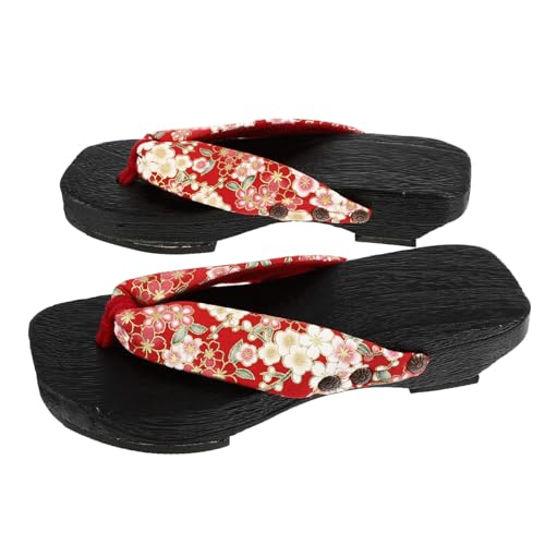 FRCOLOR Sommer Damen Sandalen Holzclogs mit Hohem Absatz Atmungsaktive Hautfreundliche Japanische Geta Stilvolle Bequeme Zehentrenner für Strand Bad und Alltag Elegantes Design von FRCOLOR