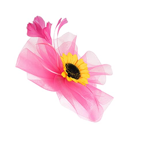 FRCOLOR Sonnenblumen Fascinator Haarreif Mit Netzdesign Eleganter Kopfschmuck Für Hochzeiten Teepartys Und Besondere Anlässe Rosafarbene Blütenhaube Für Frauen von FRCOLOR