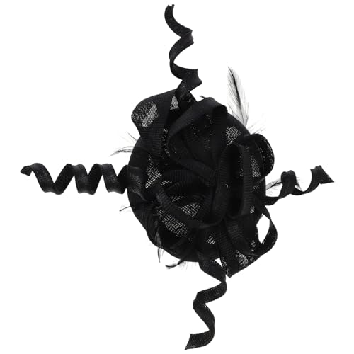 FRCOLOR Eleganter Fascinator-hut Mit Wirbelmuster Für Damen Kopfbedeckung Für Teepartys Modische Kopfbedeckung Federdekor Schwarzer Damenhut von FRCOLOR