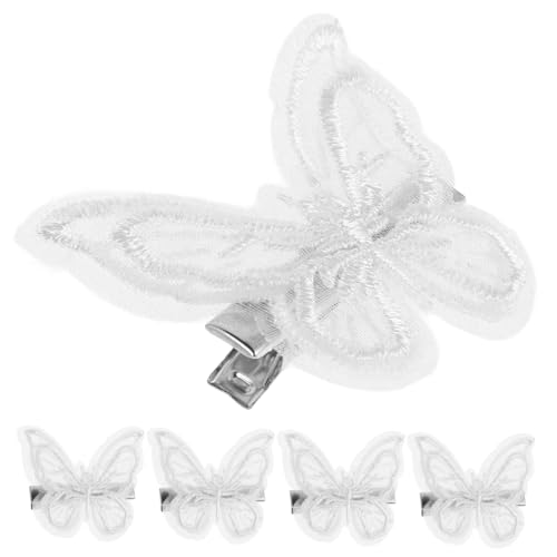 FRCOLOR 5stücke Weiße Schmetterlinge Haarspangen Mit Spitze Schmetterlings-haarnadel Stickerei Haar-clips Mädchen-haar-accessoires Für Partys Hochzeiten von FRCOLOR