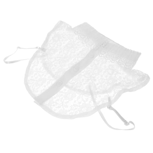 FRCOLOR Spitzen Falschkragen Hemd Falschkragen Damen Falschkragen DIY Blusenkragen Abnehmbarer Falschkragen Mehrzweck Falschkragen Hemdkragen Blusen Falschkragen Weißes Polyester von FRCOLOR