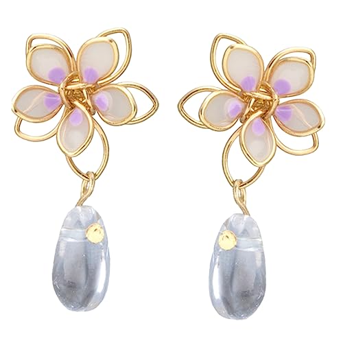 FRCOLOR Statement Blütenblatt Ohrringe Damen Baumel Ohrringe mit Floralem Wasser Tropfen Design Trendige Schmuckstücke für Alltag und Besondere Anlässe für Frauen von FRCOLOR