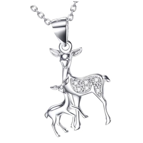 FRCOLOR Sterling Silber Halskette Damen Elch Anhänger Kreatives Weihnachts Schmuck Geschenk Muttertag Geburtstag von FRCOLOR